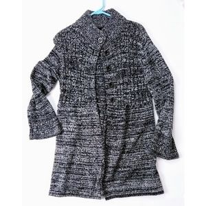 Style & Co Ladies Black White Knit Button Jacket
